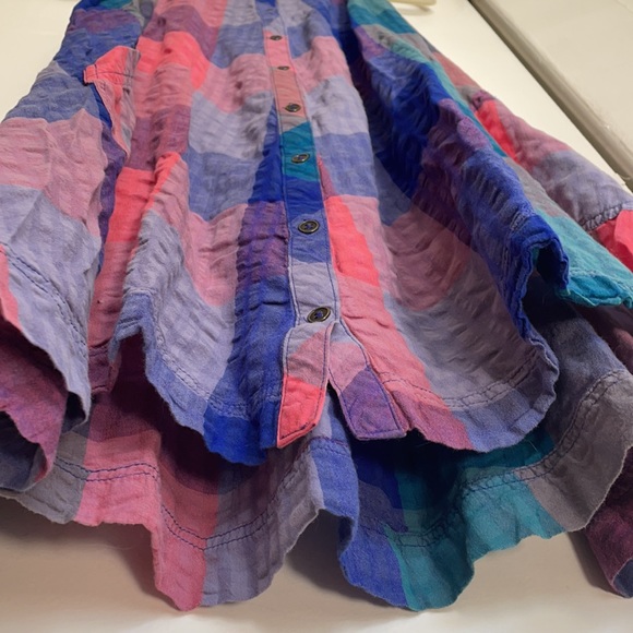 Colorful Plaid Button Down Trapeze Dress - Picture 7 of 7